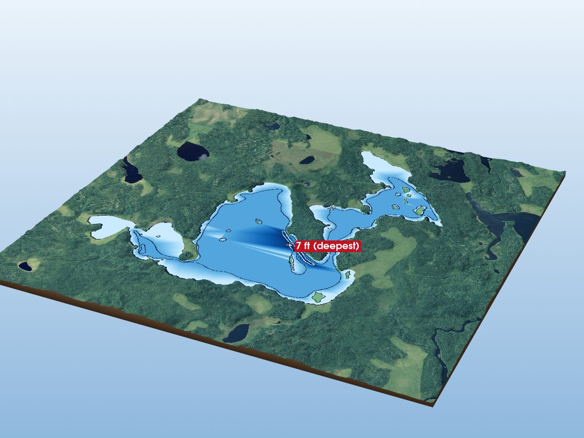 Depth map of Obaskaka Lake