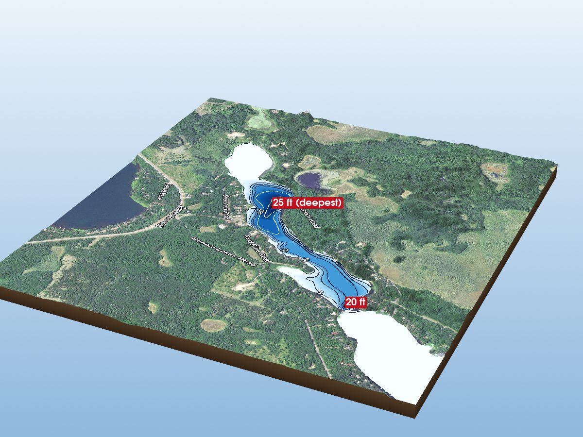 Depth map of O'Brien Lake (Southwest Bay)