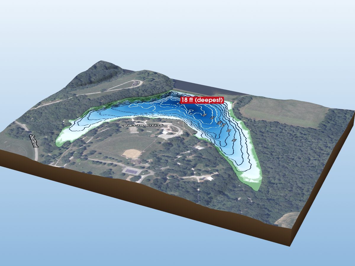 Depth map of Old Holland Lake