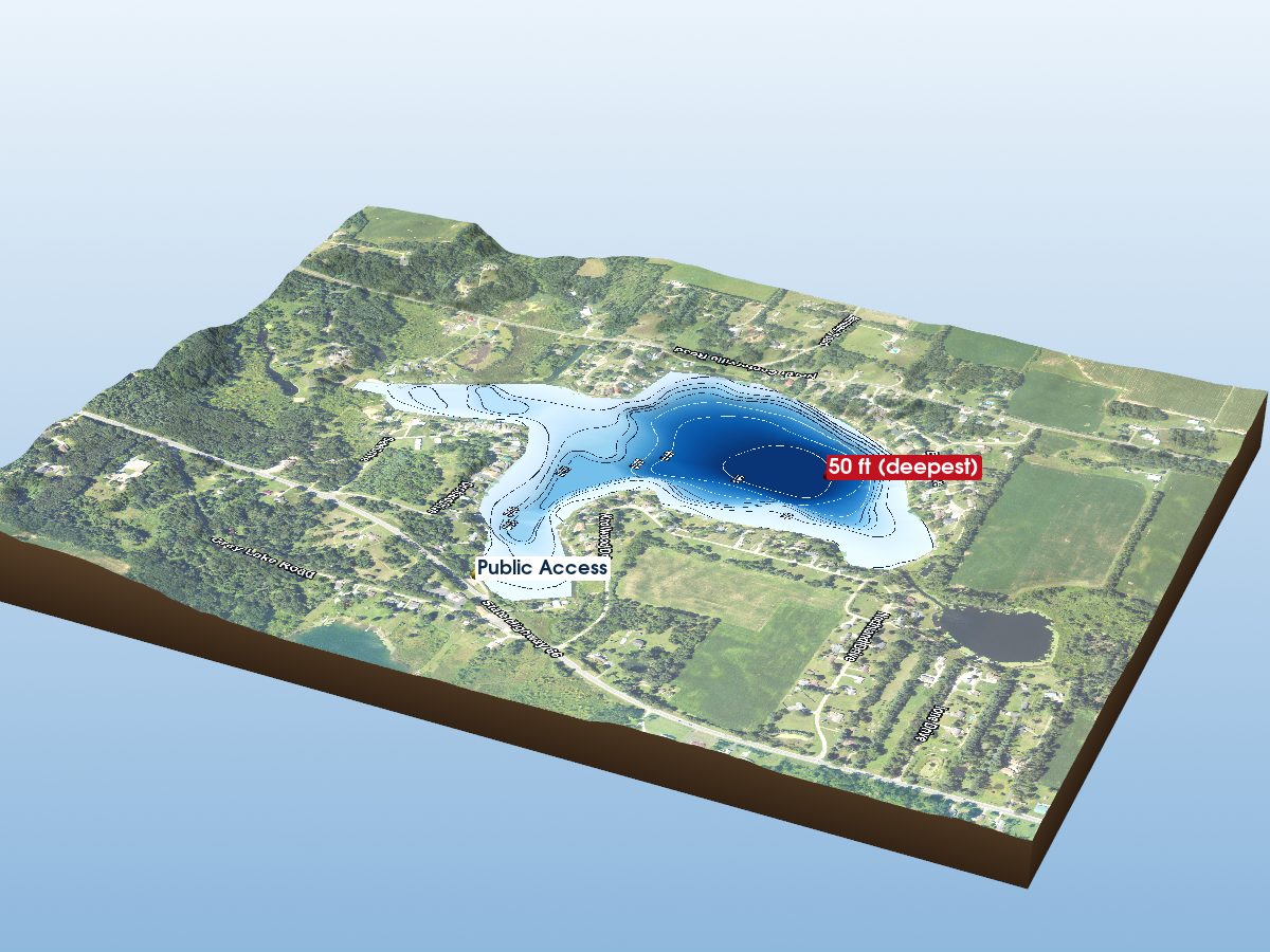 Depth map of Omena Lake