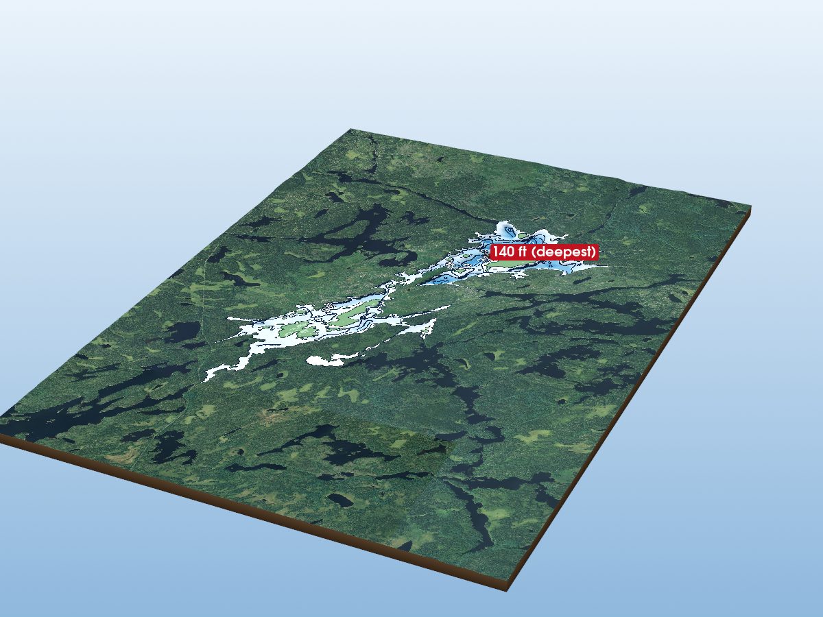 Depth map of Onamakawash Lake
