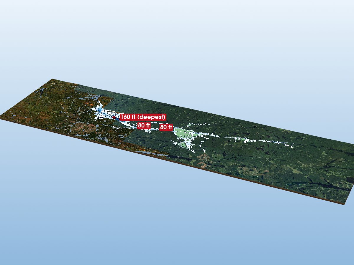 Depth map of Onaping Lake