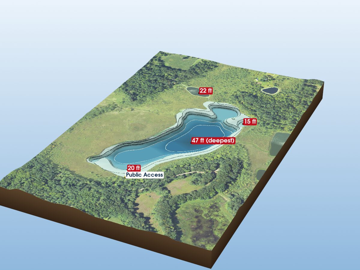 Depth map of Onemile Lake