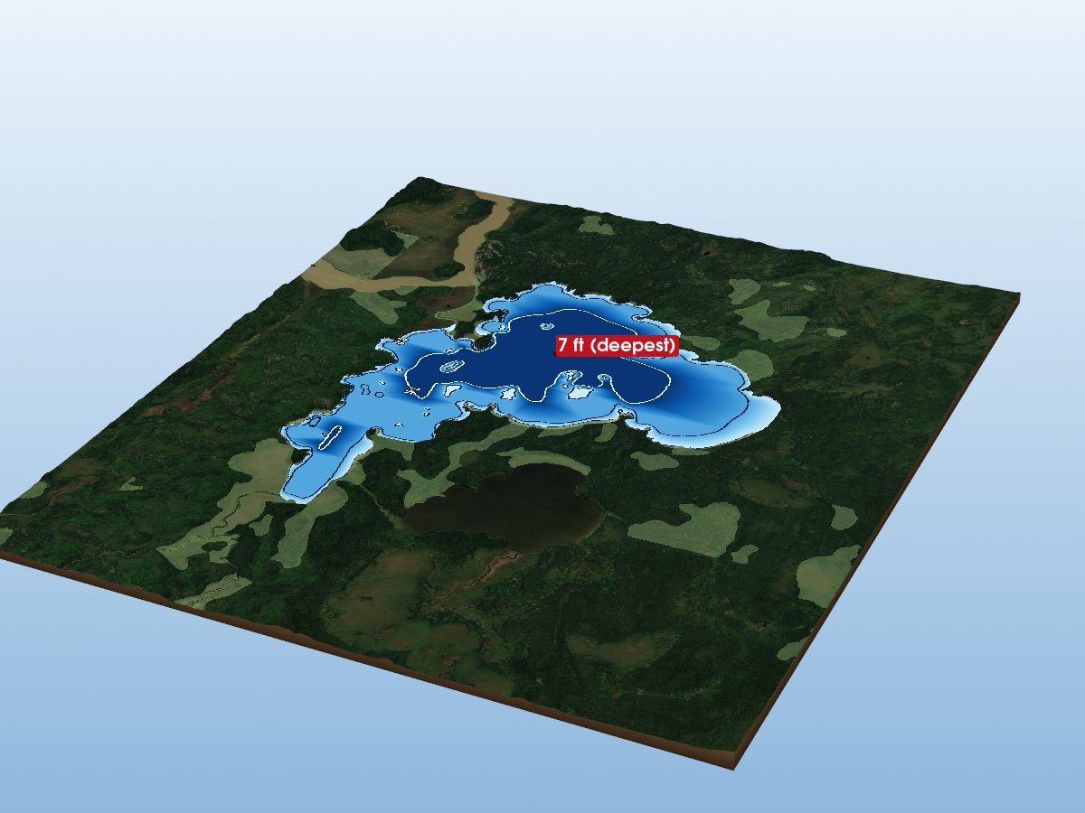 Depth map of Opasquia Lake