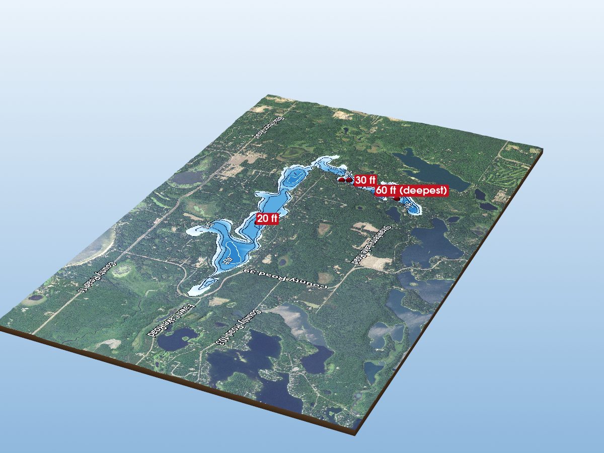 Depth map of Ossawinnamakee Lake