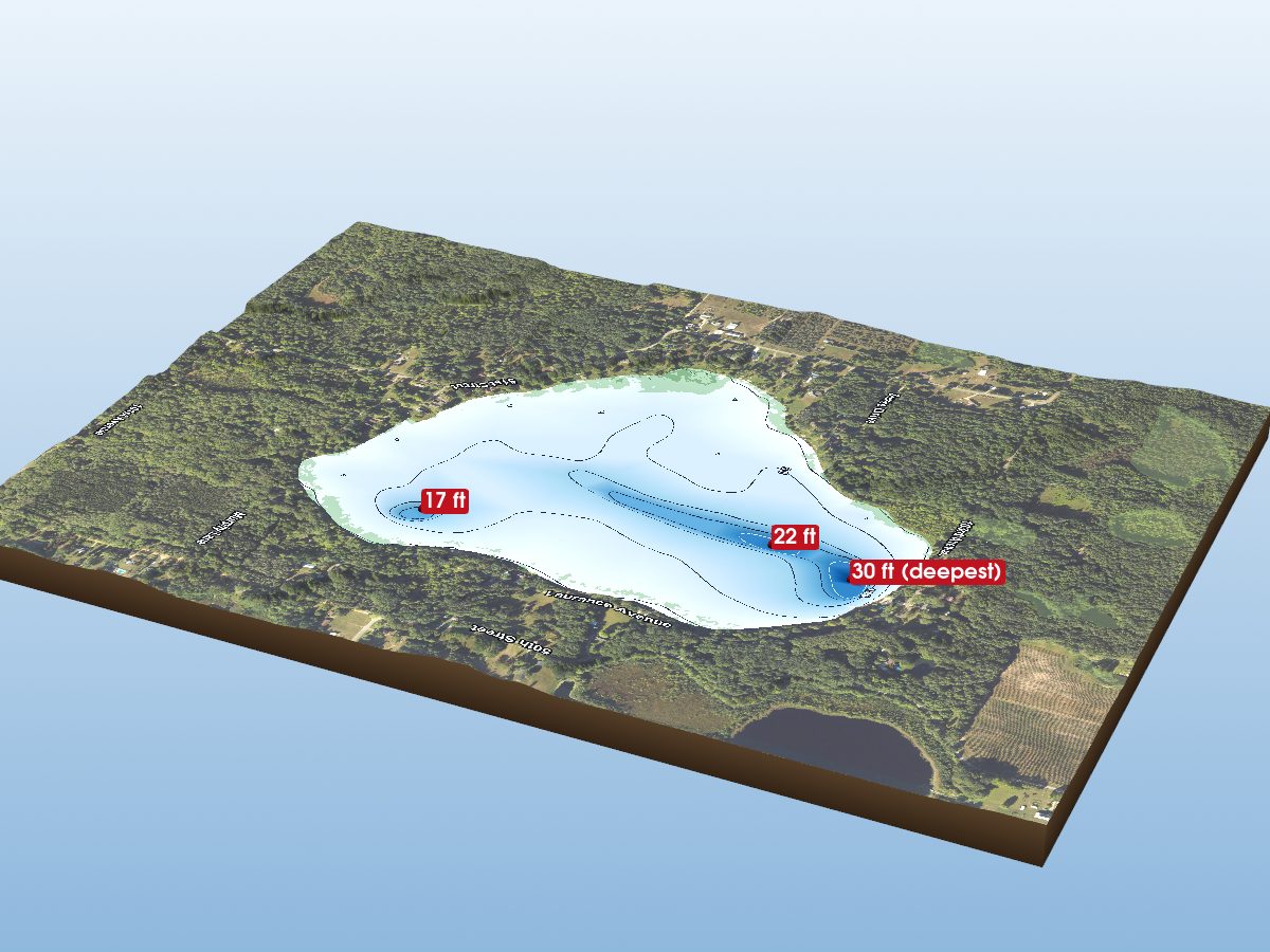 Depth map of Osterhout Lake