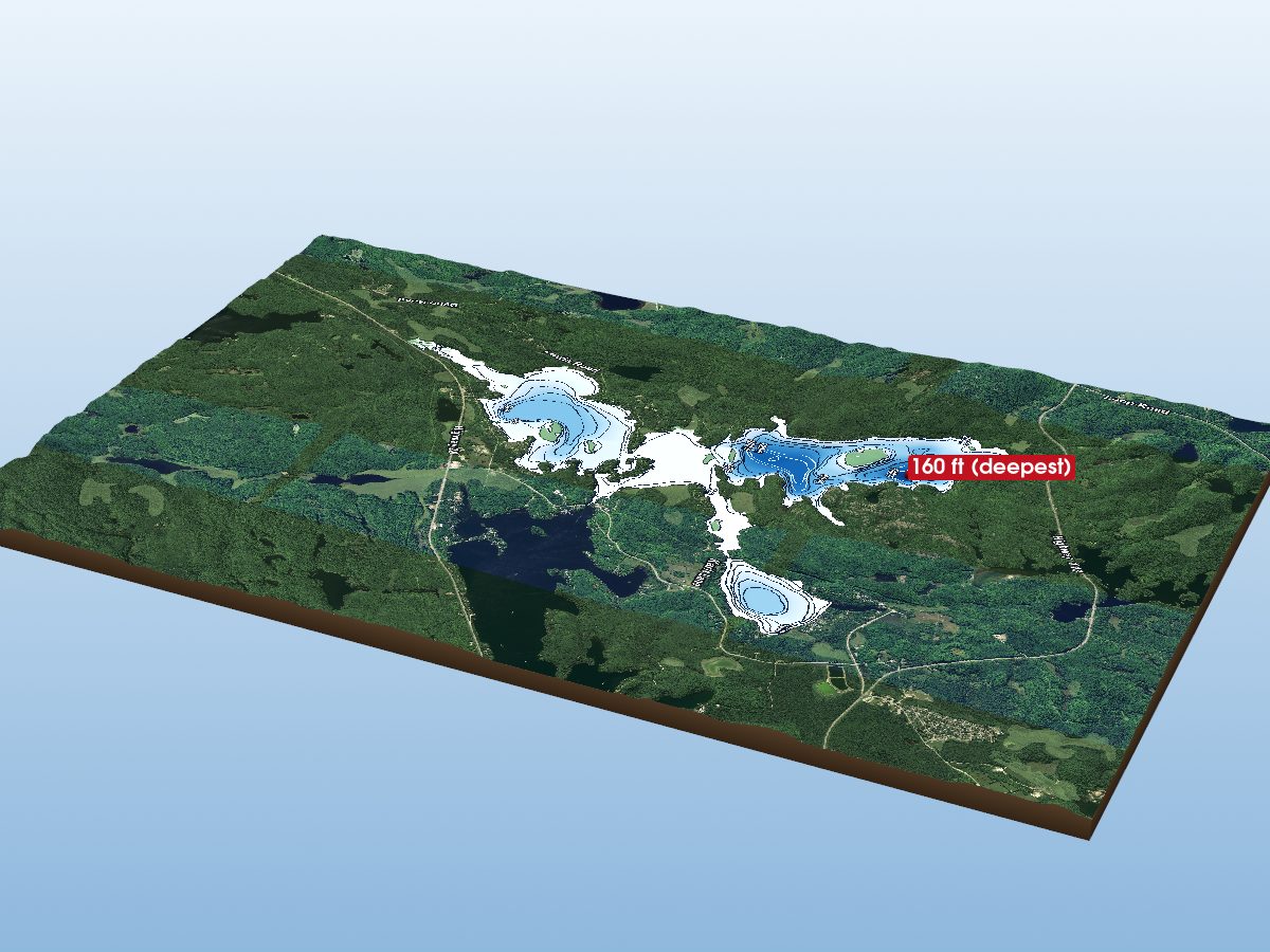 Depth map of Paudash Lake