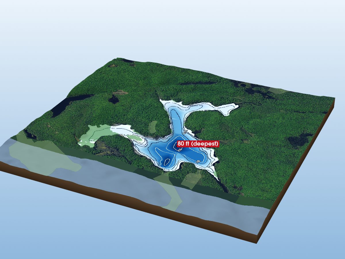 Depth map of Pauper Lake