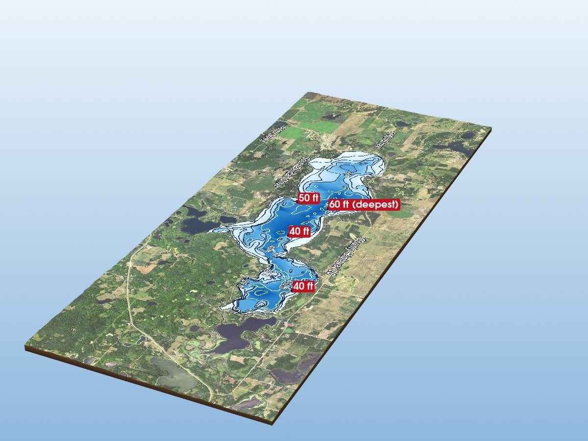 Depth map of Pelican Lake
