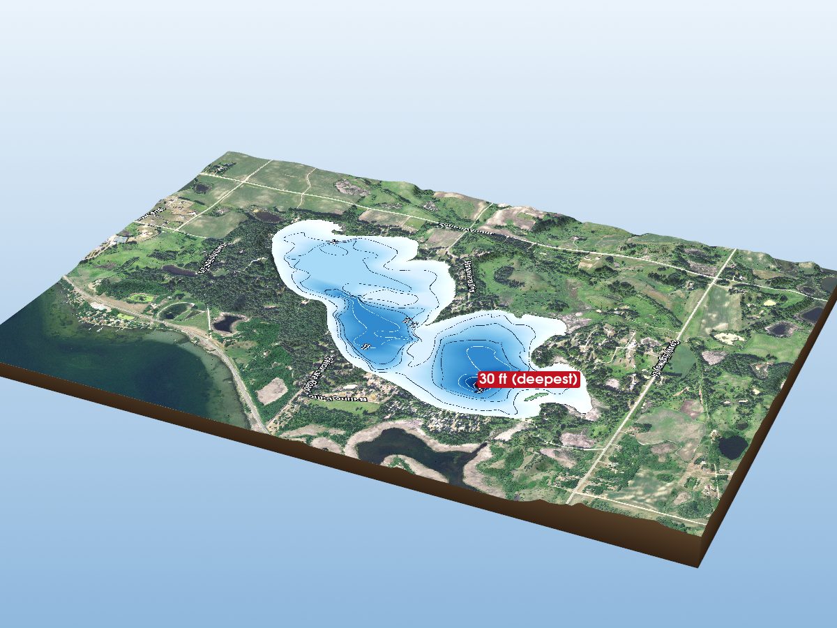Depth map of Pelican Lake
