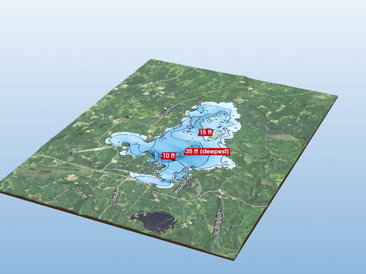 Depth map of Pelican Lake