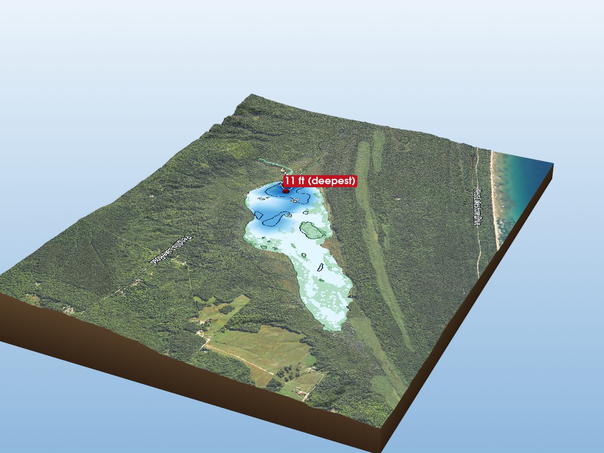 Depth map of Pendills Lake