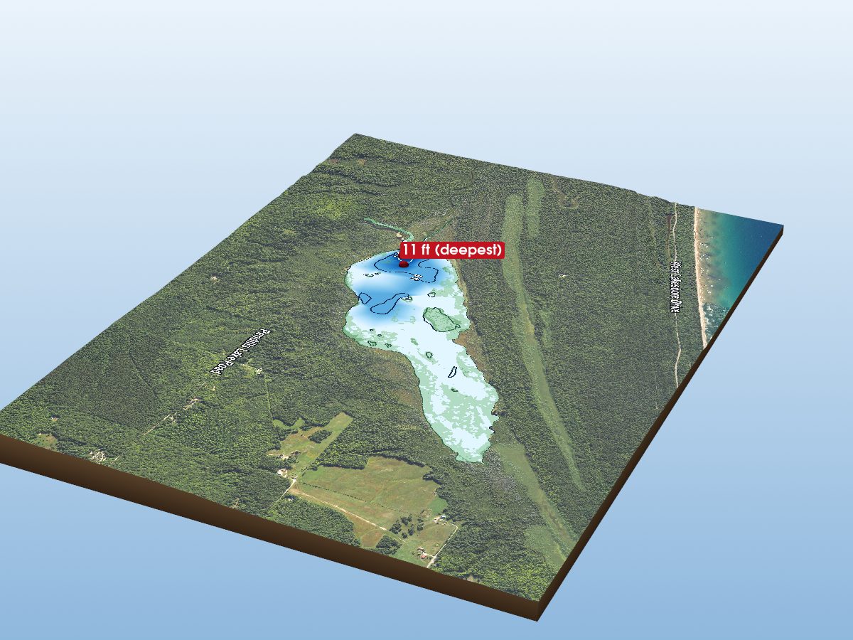 Depth map of Pendills Lake