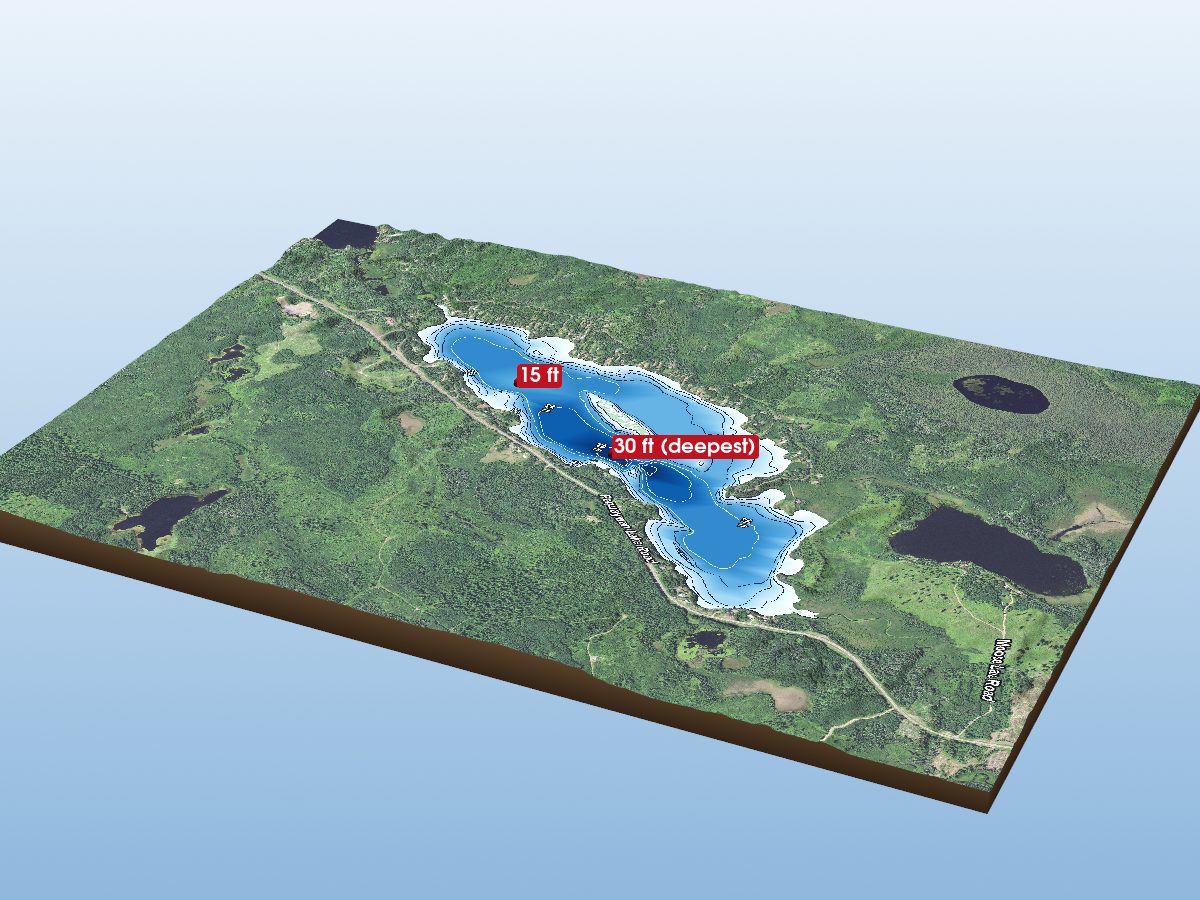 Depth map of Pequaywan Lake