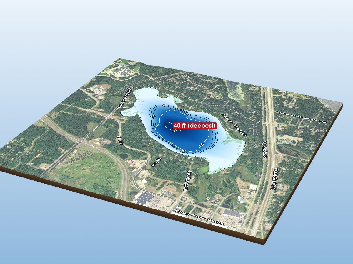 Depth map of Perch Lake