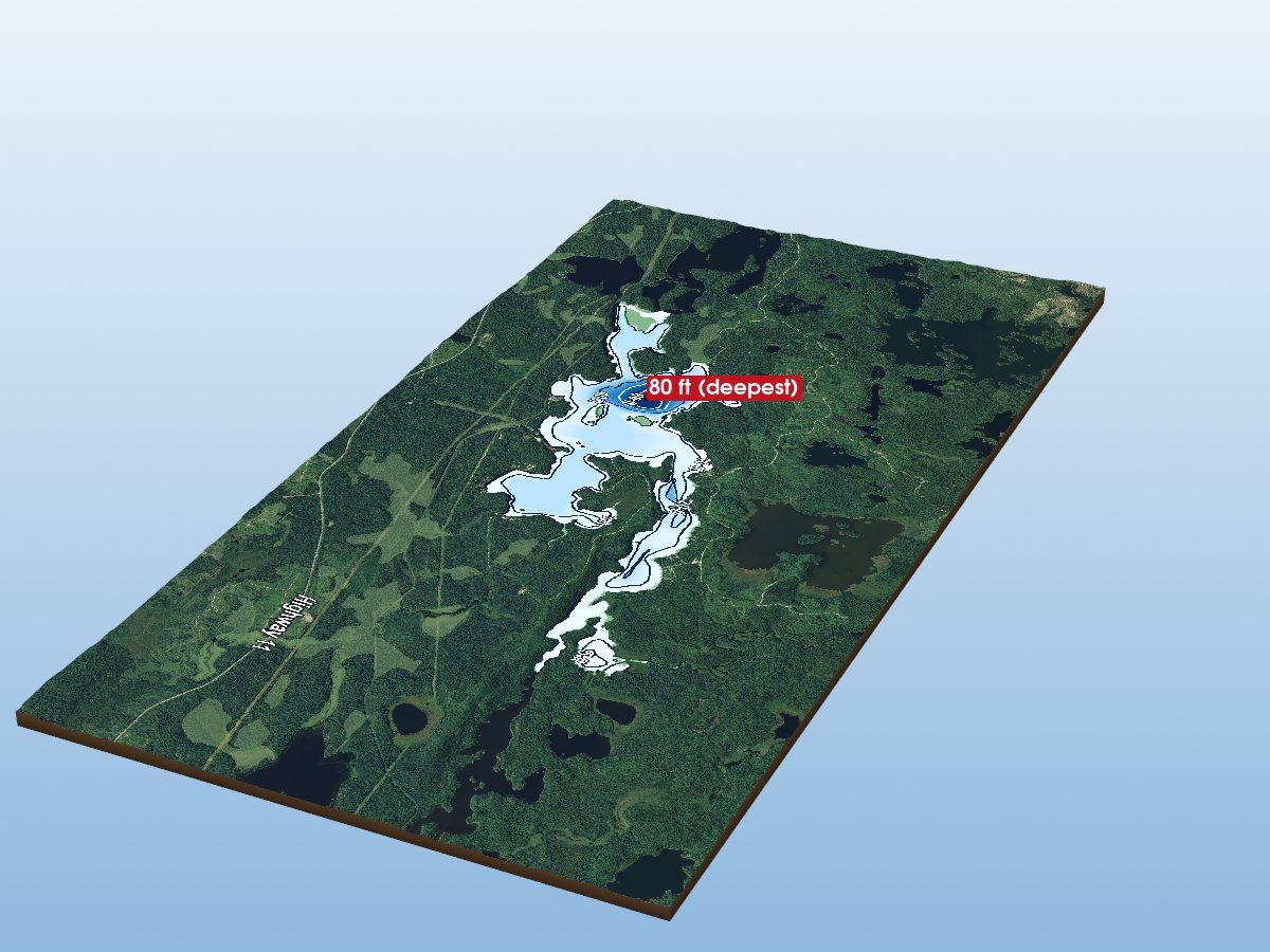 Depth map of Perch Lake