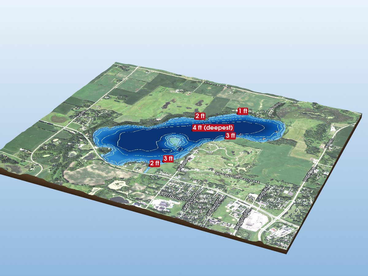 Depth map of Pickeral Lake