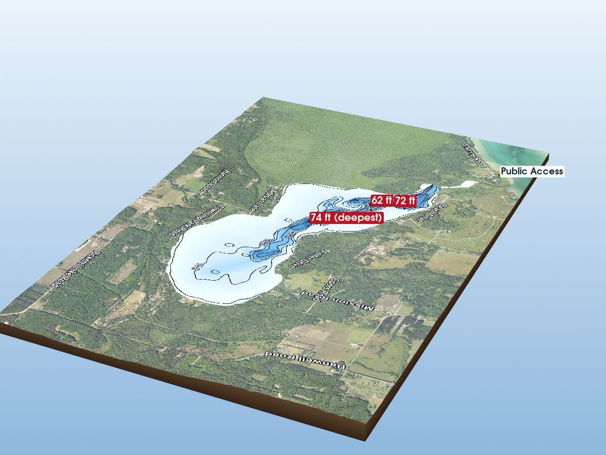 Depth map of Pickerel Lake