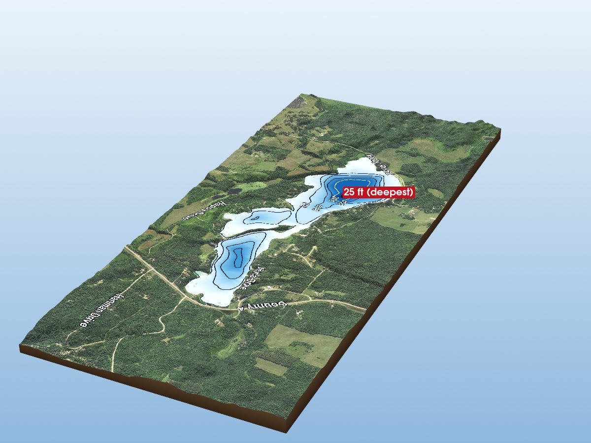Depth map of Pickerel Lake