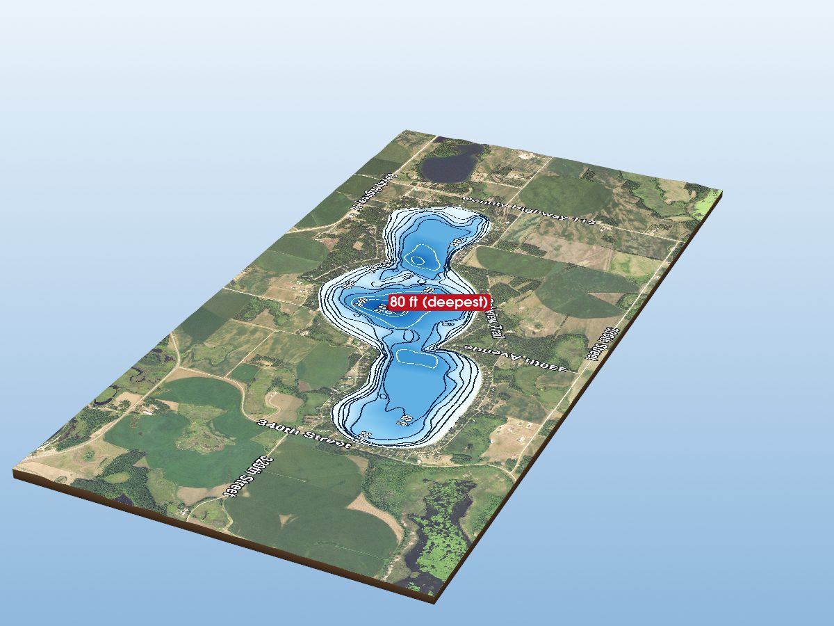 Depth map of Pickerel Lake