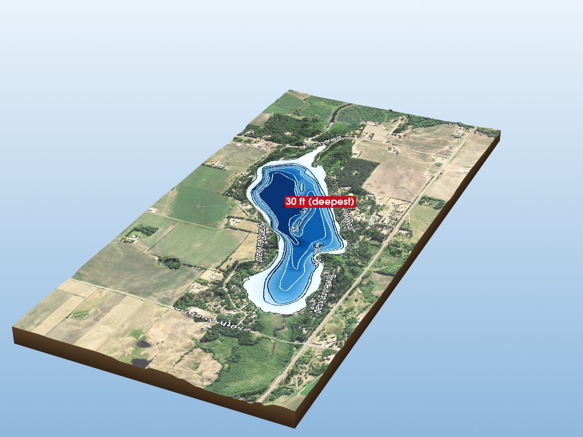 Depth map of Pierz Lake