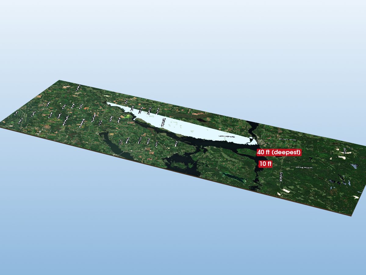 Depth map of Pigeon Lake