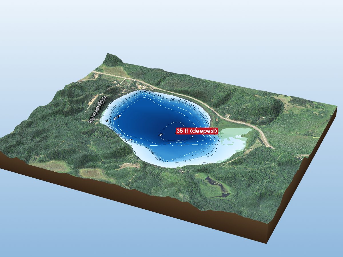 Depth map of Pillager Lake