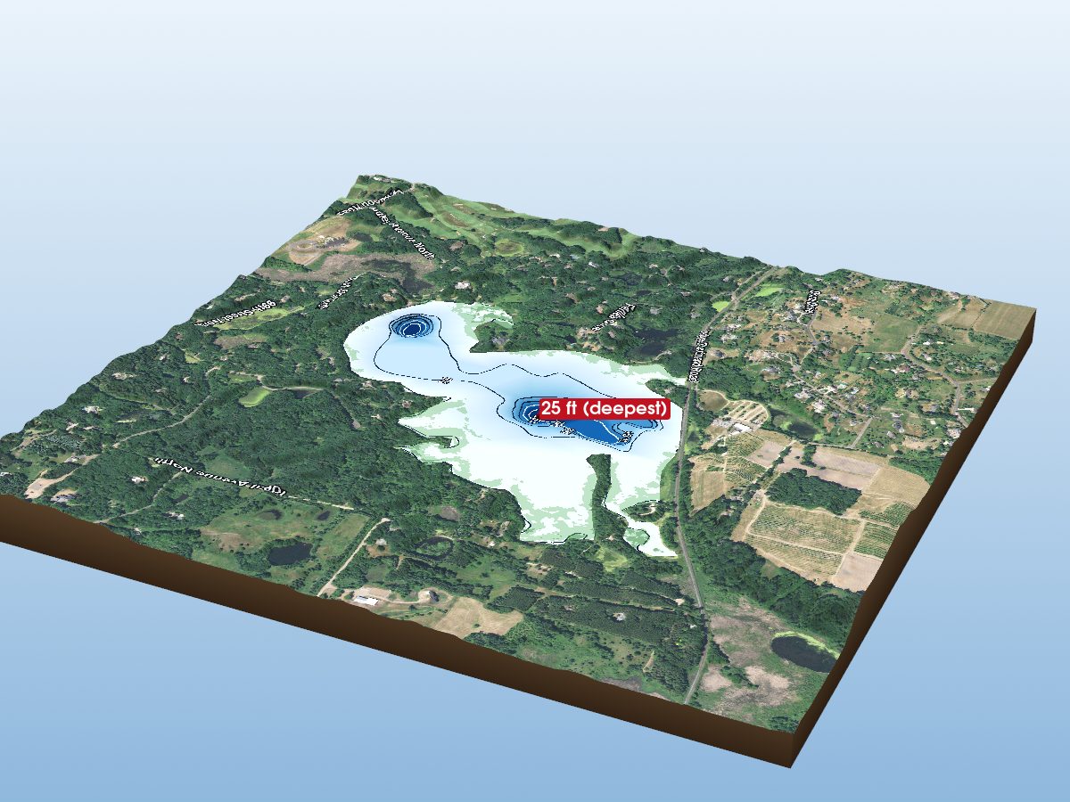 Depth map of Pine Tree Lake