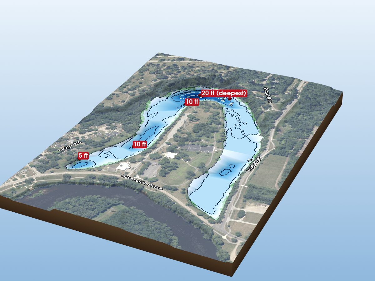 Depth map of Pinhook Lake