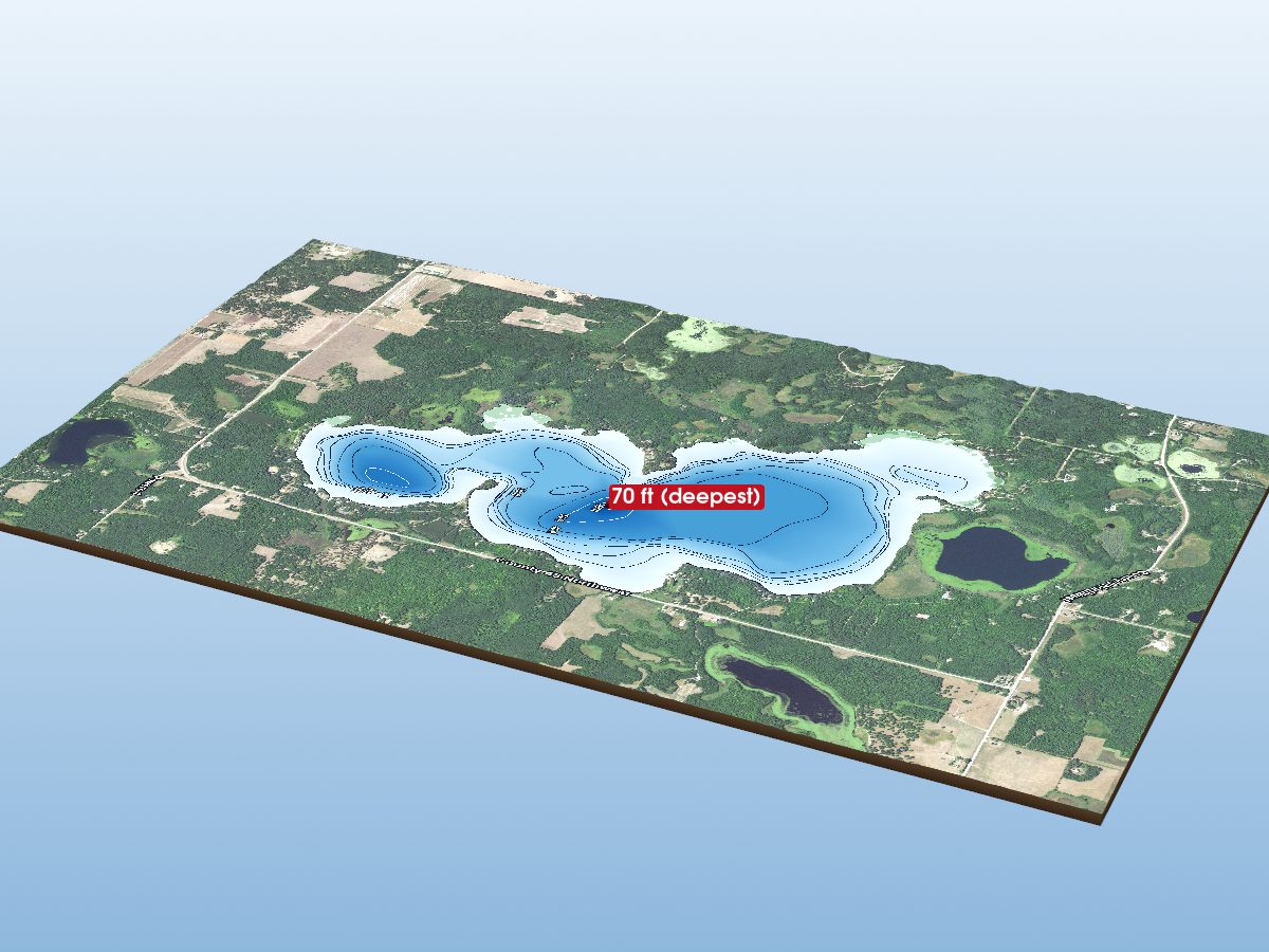 Depth map of Pleasant Lake