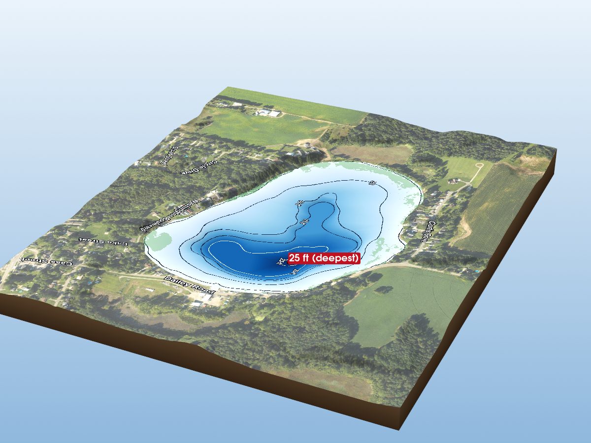 Depth map of Pleasant Lake
