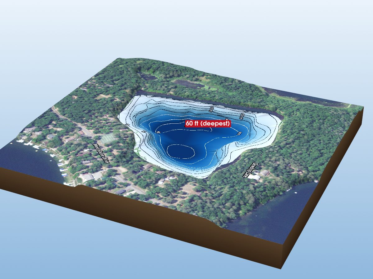 Depth map of Pleasant Lake
