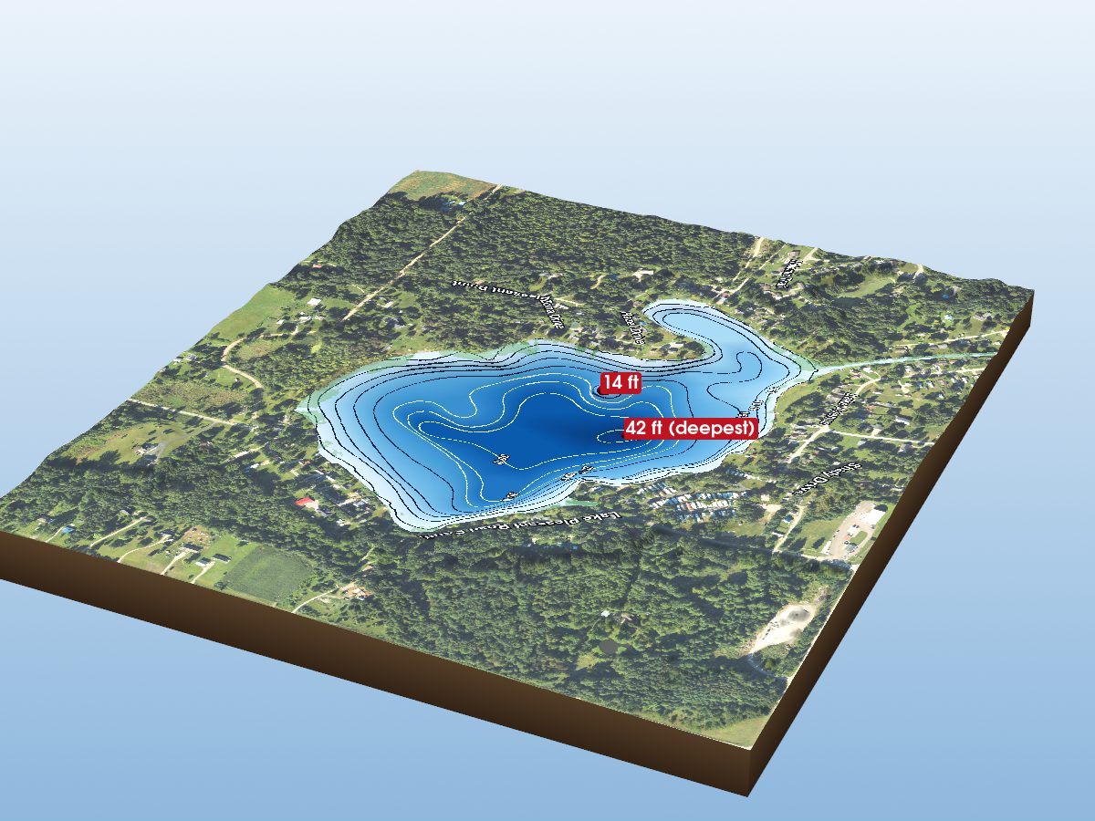 Depth map of Pleasant Lake
