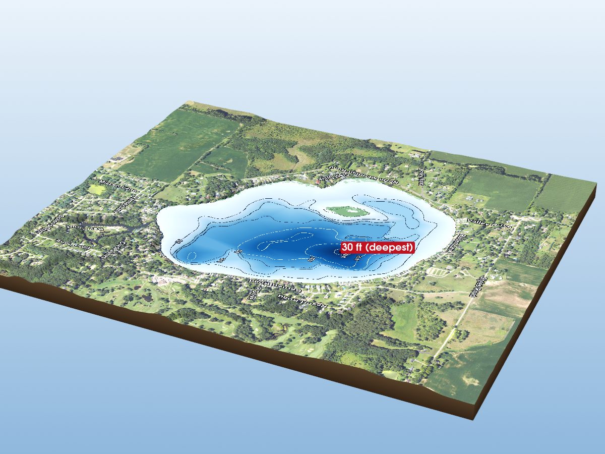 Depth map of Pleasant Lake