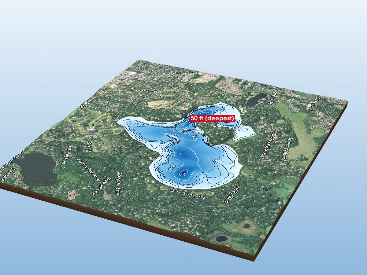 Depth map of Pleasant Lake