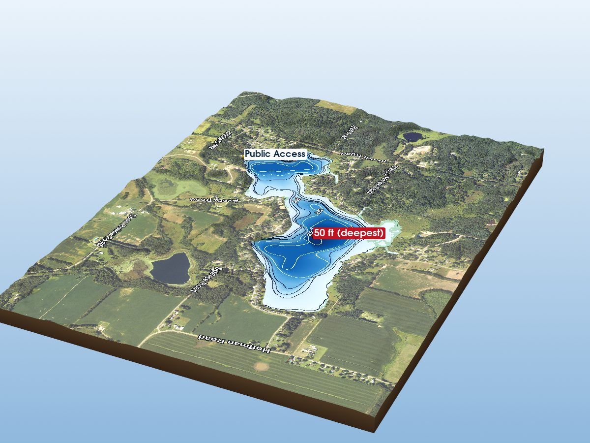 Depth map of Pleasant Lake