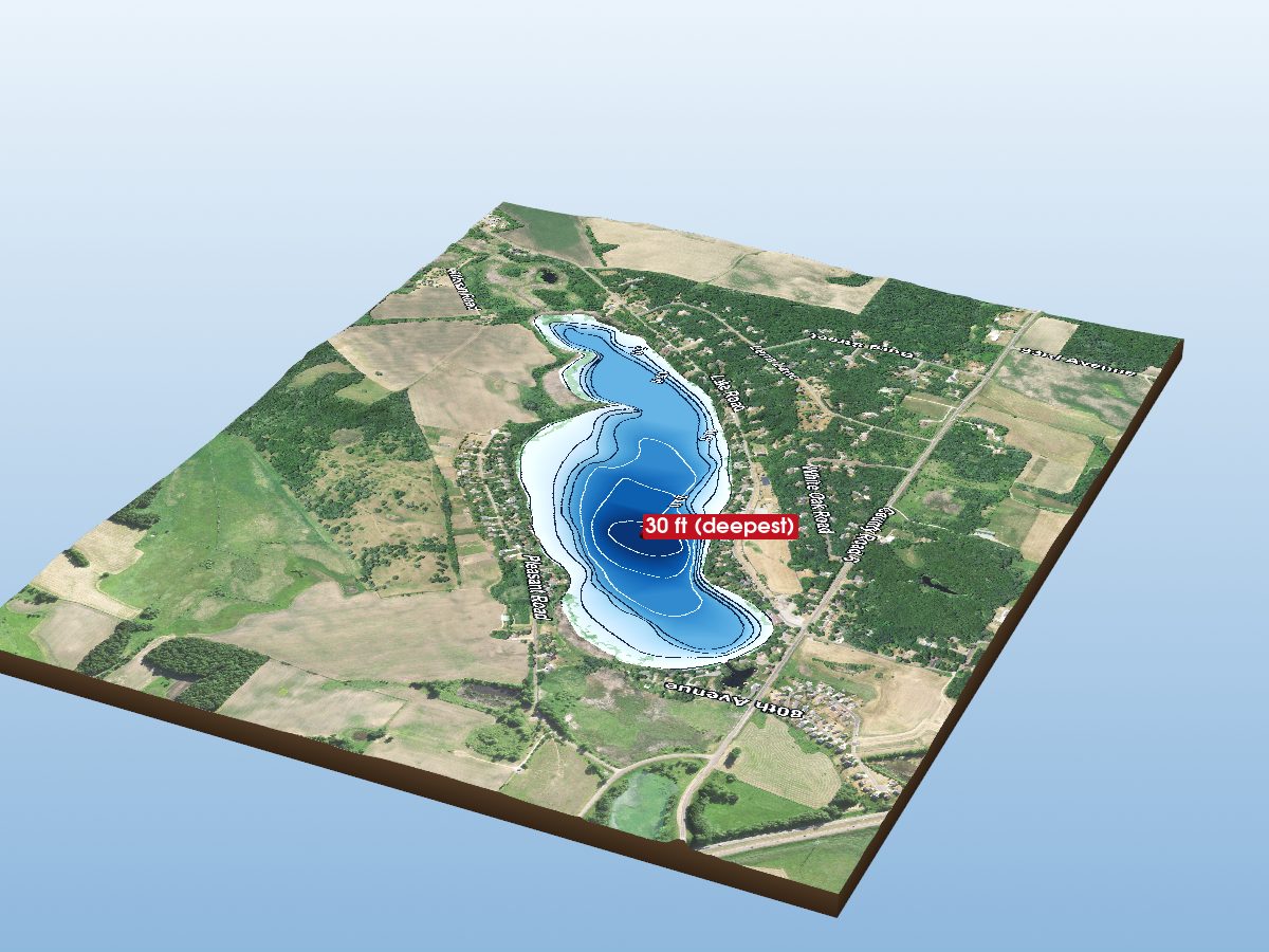 Depth map of Pleasant Lake
