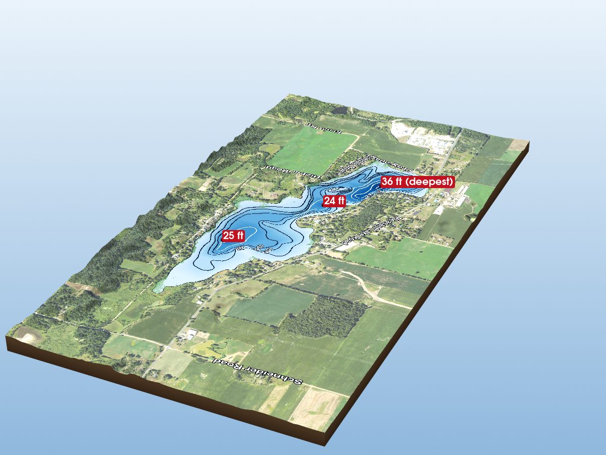 Depth map of Pleasant Lake