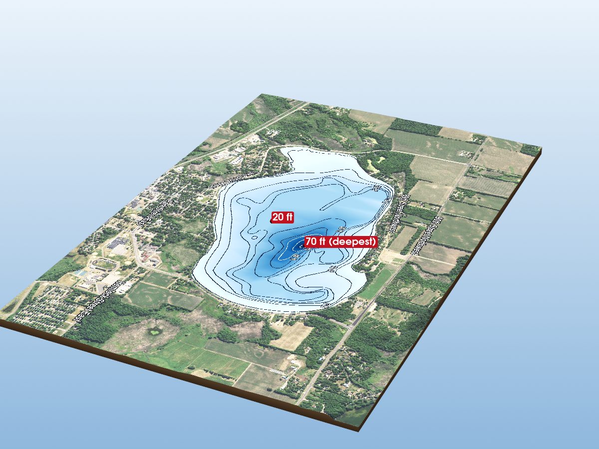 Depth map of Pleasant Lake