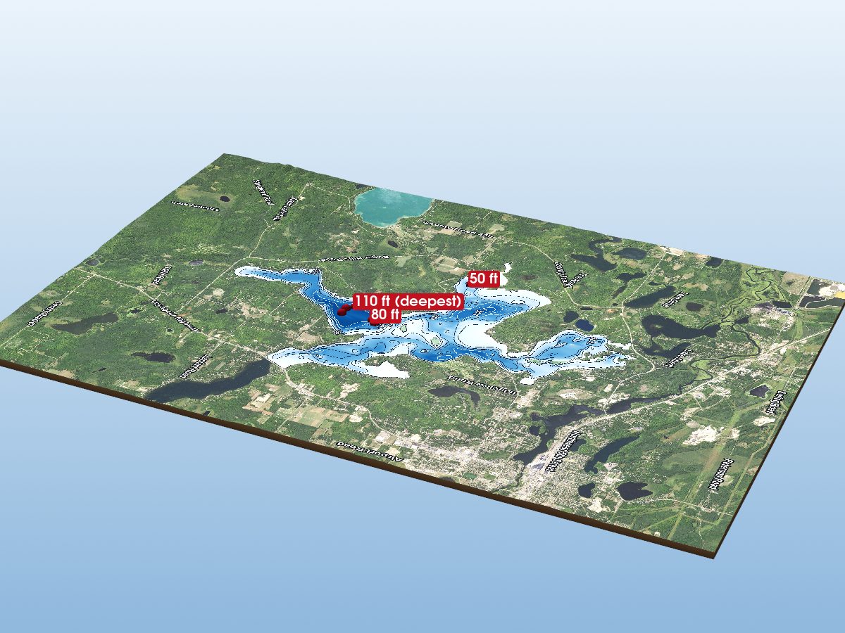 Depth map of Pokegama Lake (Main Bay)