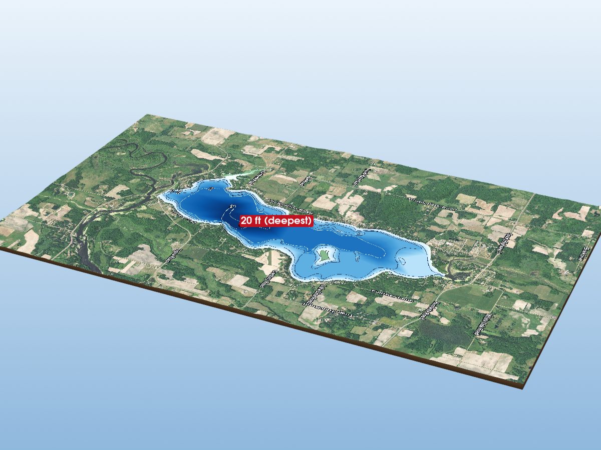 Depth map of Pokegama Lake