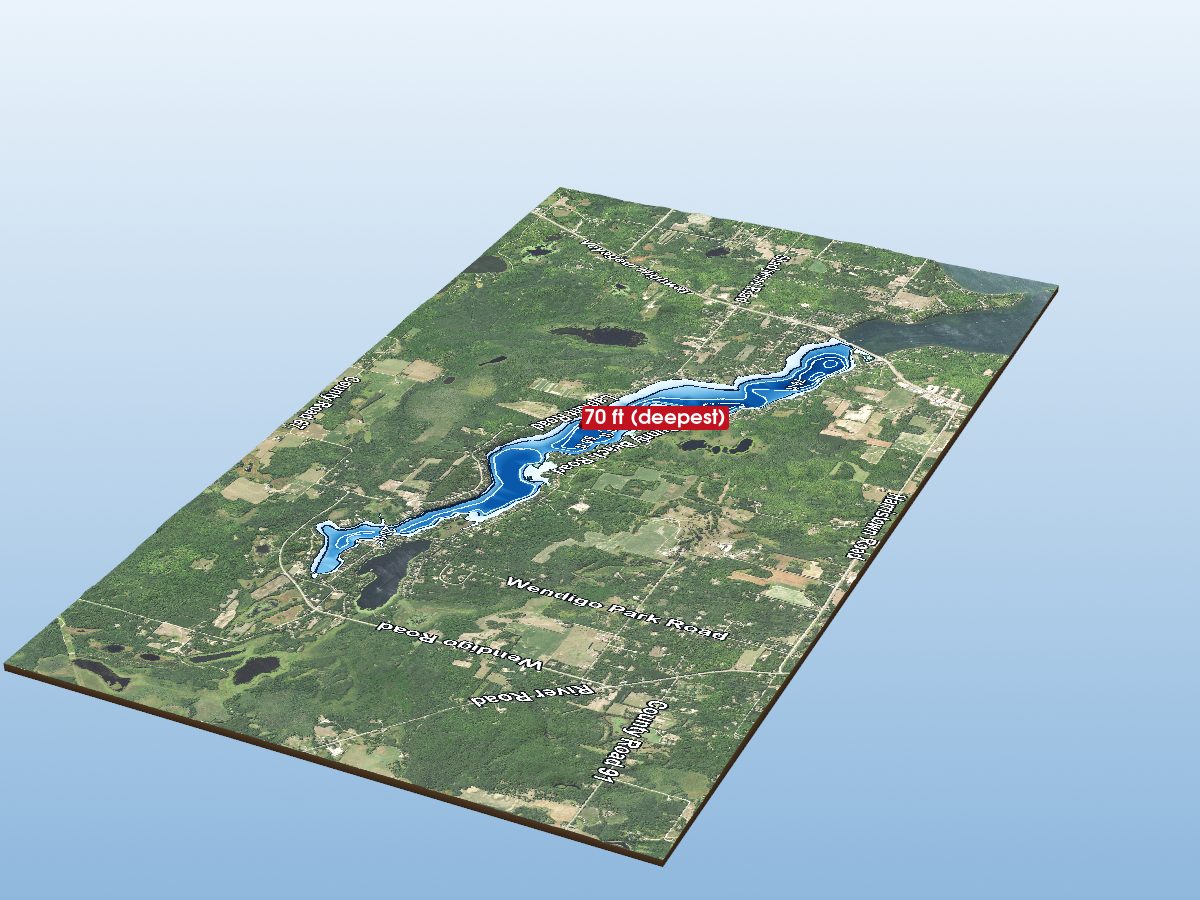 Depth map of Pokegama Lake (Wendigo)