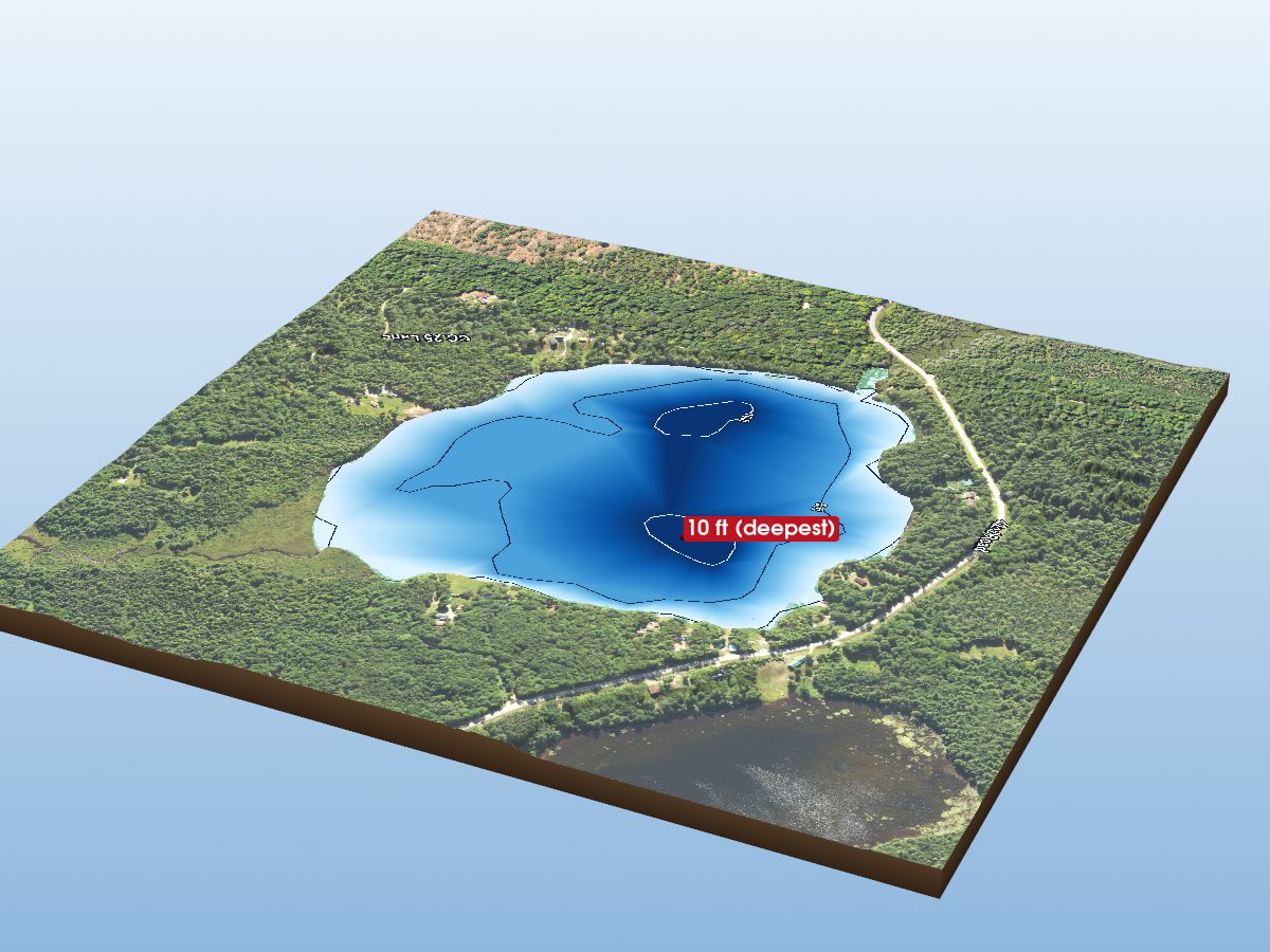 Depth map of Pole Creek Lake