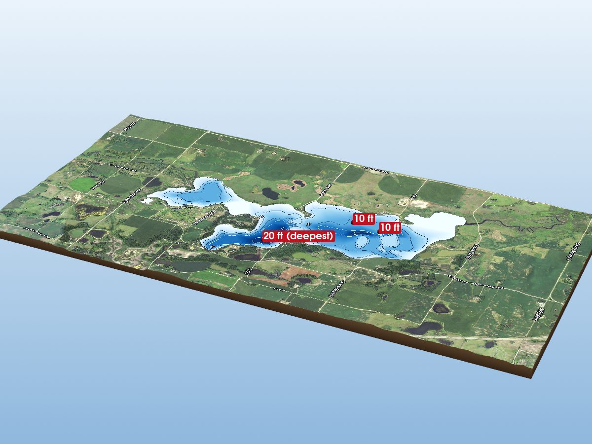 Depth map of Pomme de Terre Lake