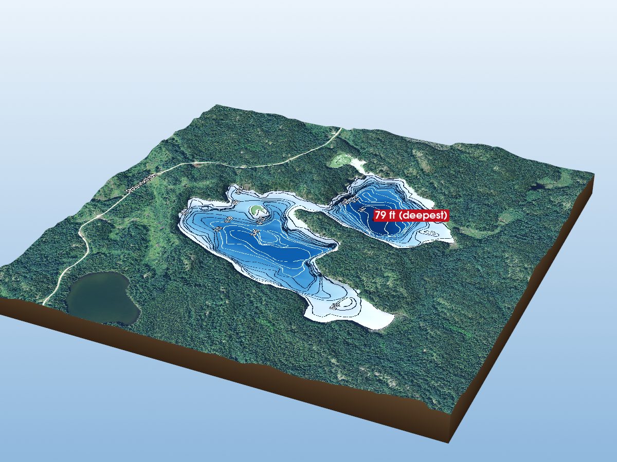 Depth map of Ponyshoe Lake