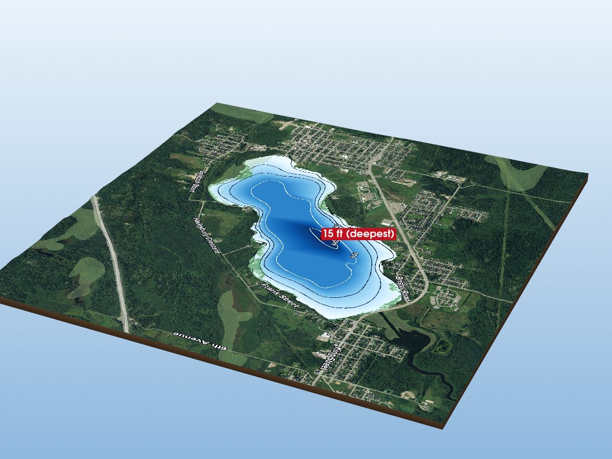 Depth map of Porcupine Lake