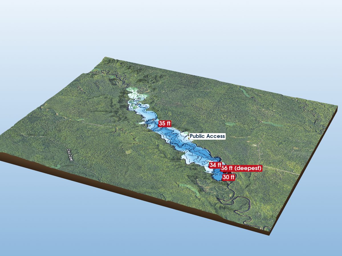 Depth map of Prickett Lake