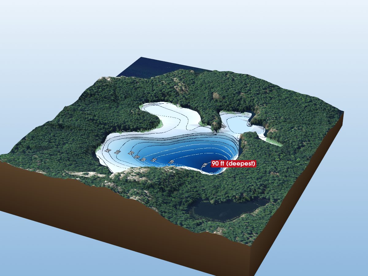 Depth map of Proulx Lake
