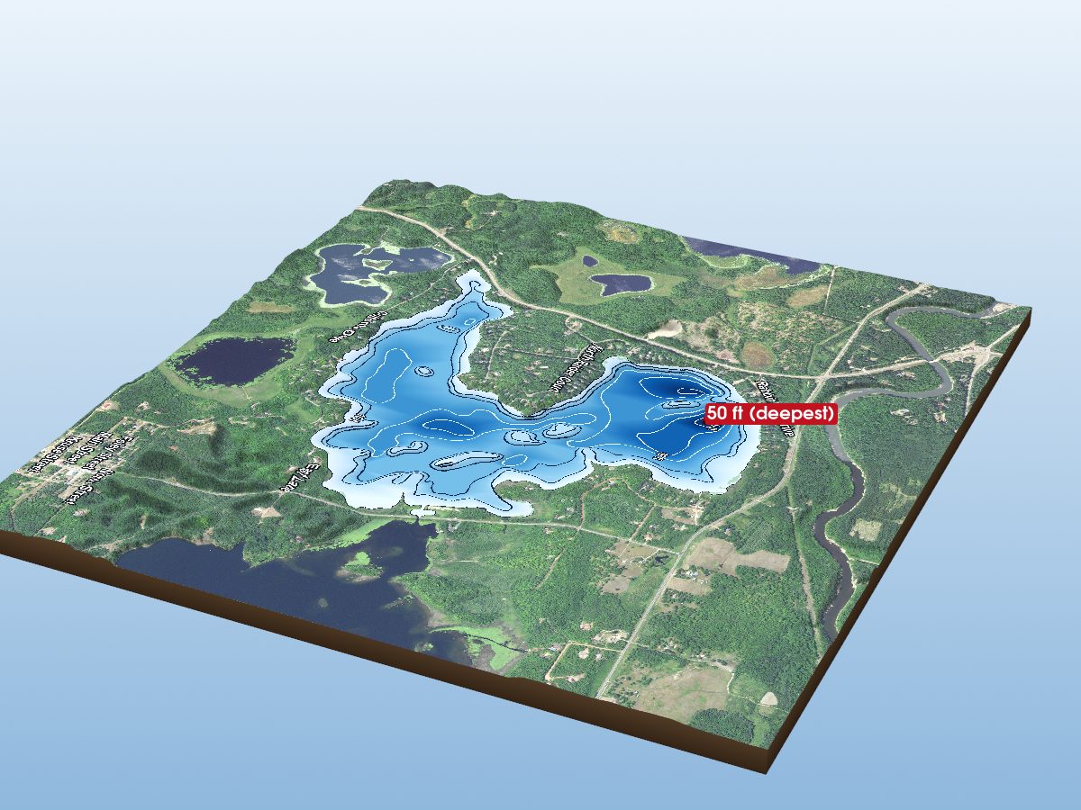 Depth map of Rabbit Lake (West Portion)