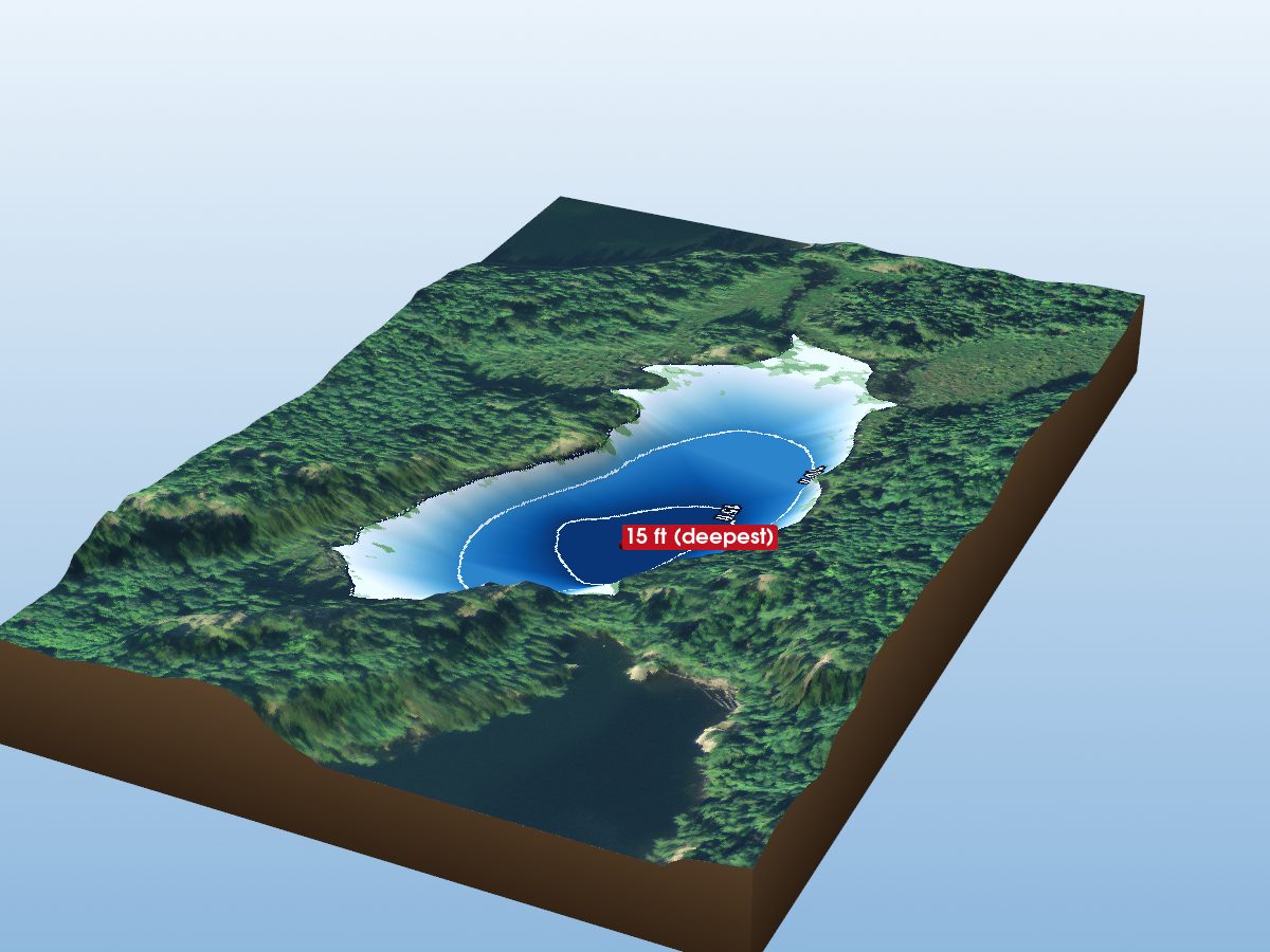 Depth map of Raimbault Lake 23